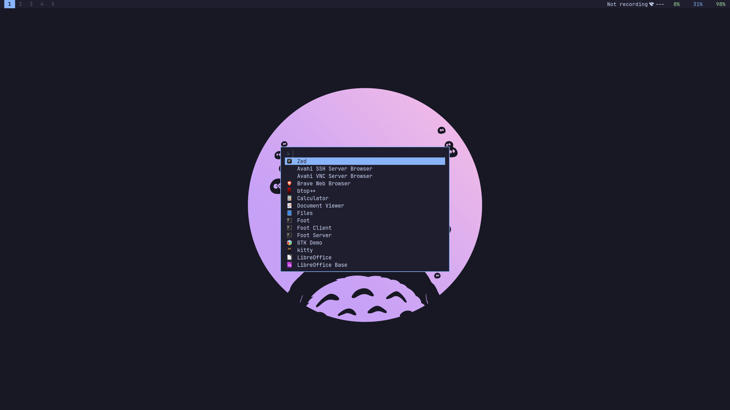 Fuzzel launcher open and ready