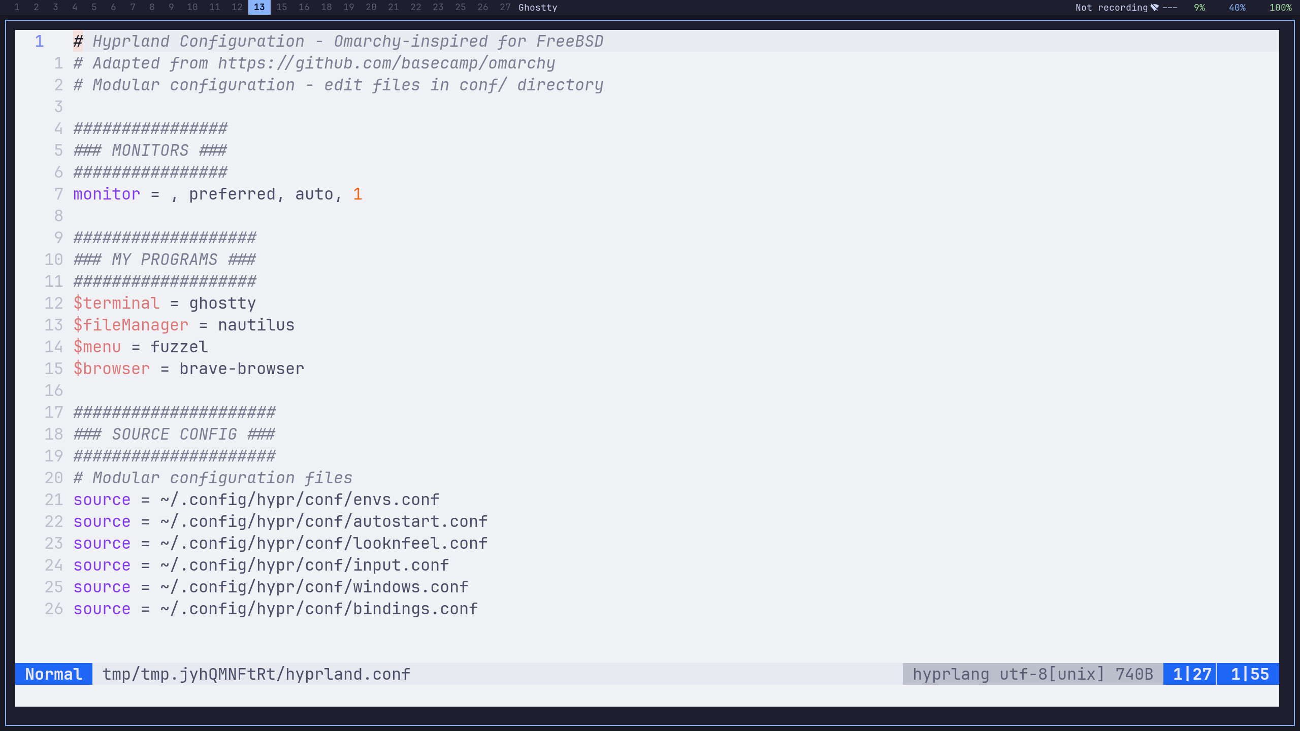 Neovim editing a configuration file